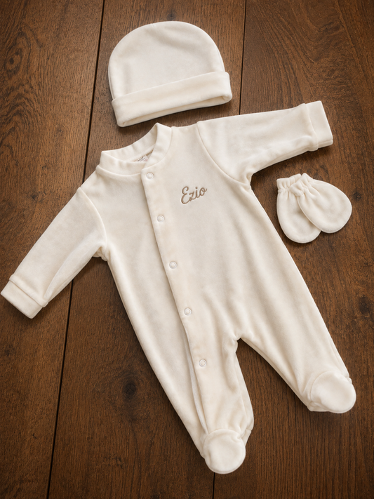 Ensemble naissance personnalisé "Tendre velours"