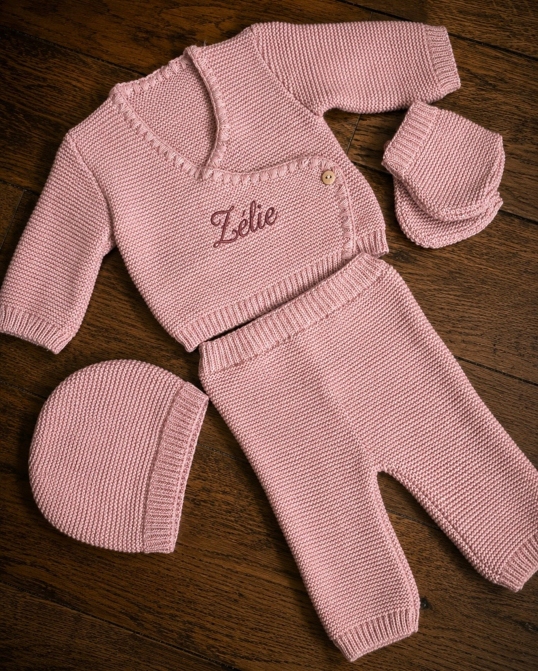 Ensemble naissance personnalisé "Douce maille"