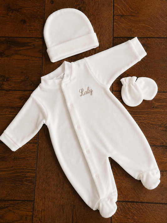 Ensemble naissance personnalisé "Tendre velours"