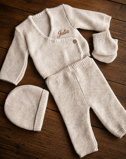 Ensemble naissance personnalisé "Douce maille"