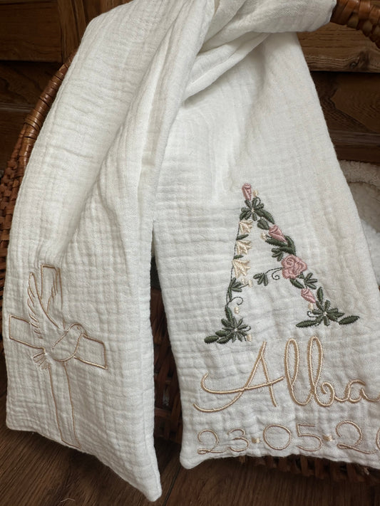 Echarpe de baptême "Fleur de Grâce"